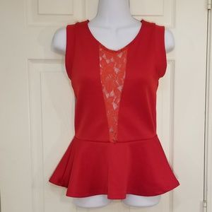 Marilyn Monroe Red Lace Inset Peplum Tank